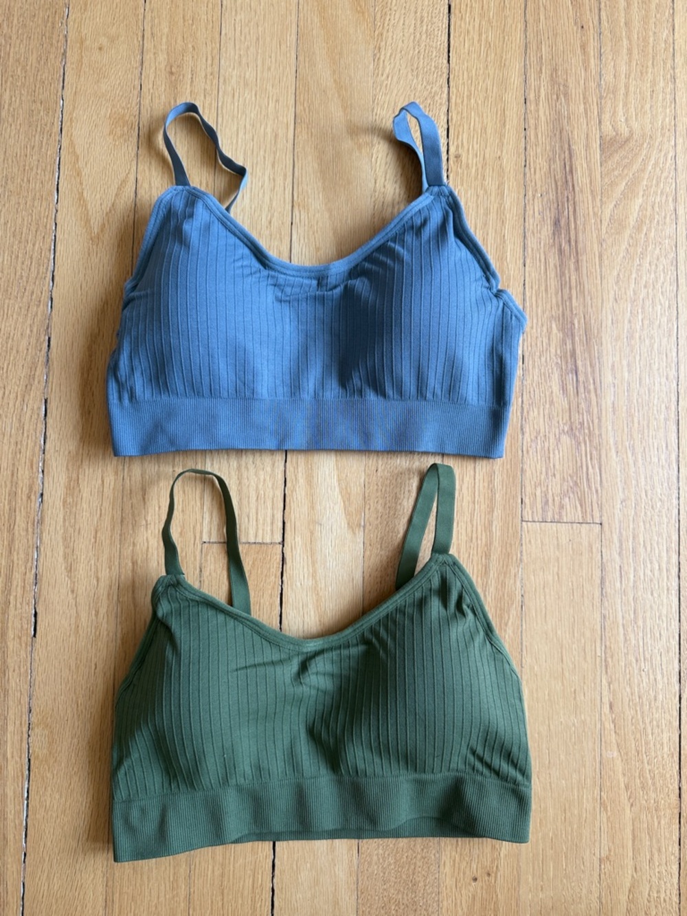 Ribbed Seamless Bralette - Gray & Olive Brand New!